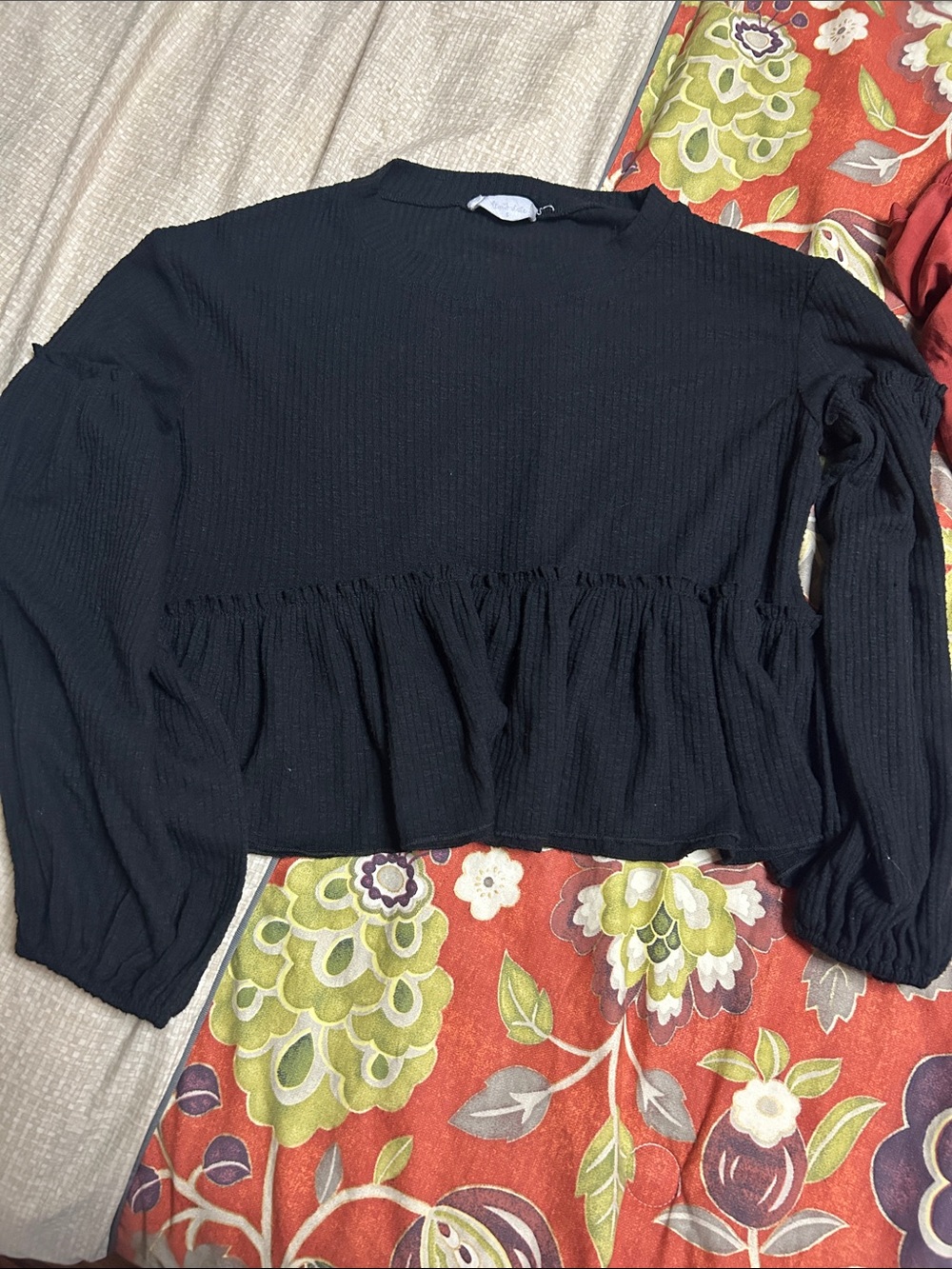 Altar’d state Black Long-Sleeve Peplum Top - Women